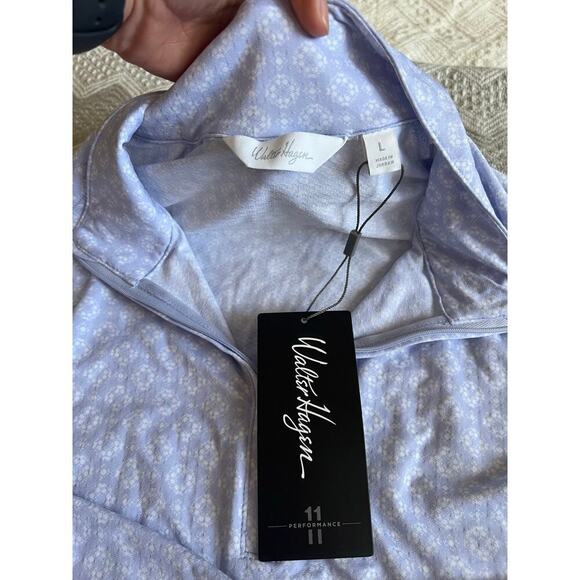 Women's Walter Hagen P 11 1/4 Zip Golf Pullover Top - Geo Crisp Peri - Sz L, NWT - Picture 9 of 13